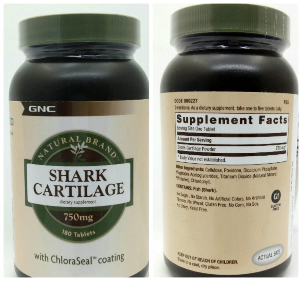 Sụn vi cá mập GNC Shark Cartilage 750mg 180 viên của Mỹ.