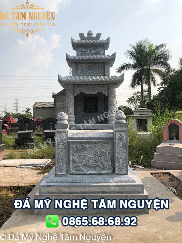 Mộ đá ba mái hoa văn Long-Ly-Quy-Phụng cực đẹp