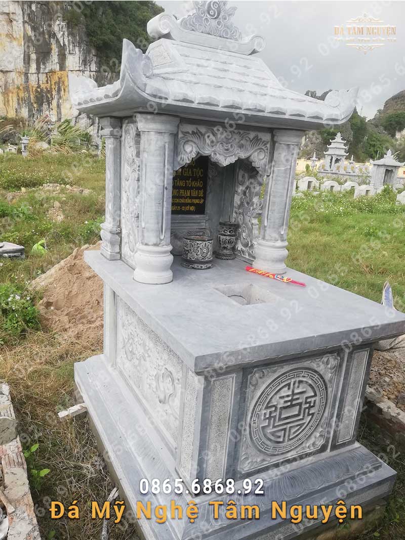 Mộ đá một mái hoa văn đơn giản đẹp