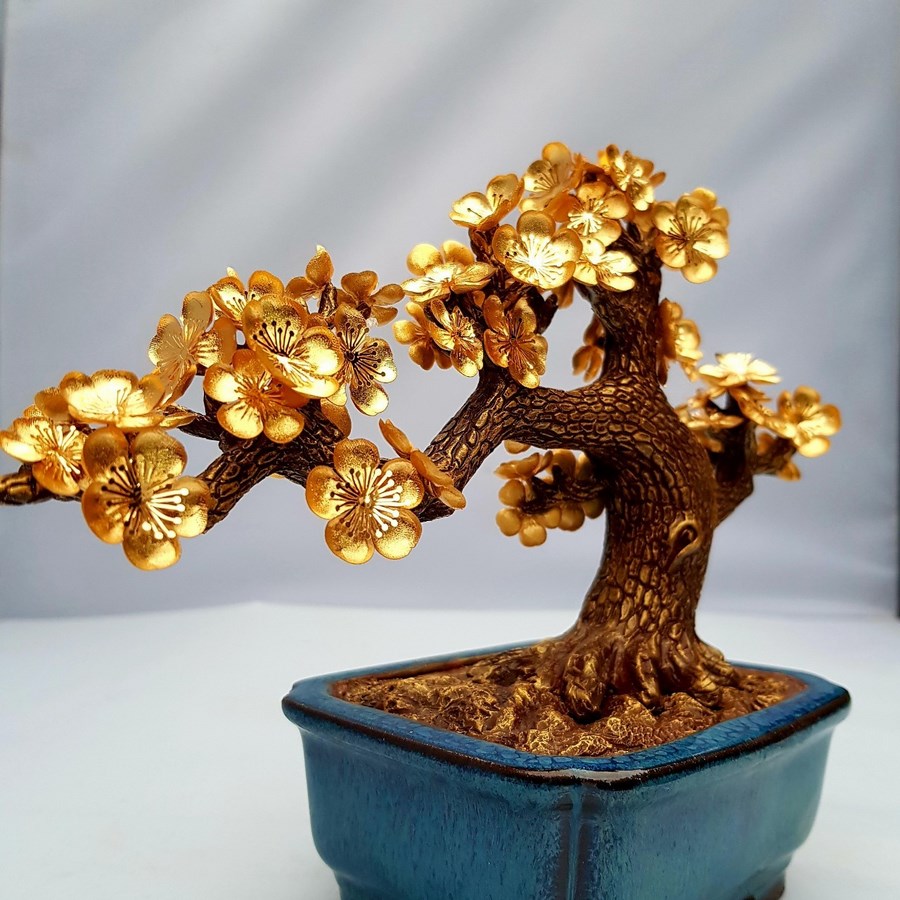 Cây Mai Để Bàn Thế Bonsai Dát Vàng 24k Cao Cấp - Quà tặng thủ đô