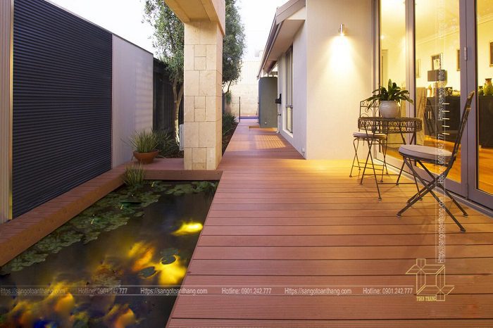  Sàn gỗ nhựa ngoài trời ứng dụng lát sân vườn khá đẹp