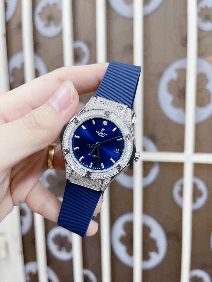 Đồng hồ Hublot nữ máy cơ automatic Hublot Big Bang Diamond màu xanh dương 34mm – DWatch – DWatch